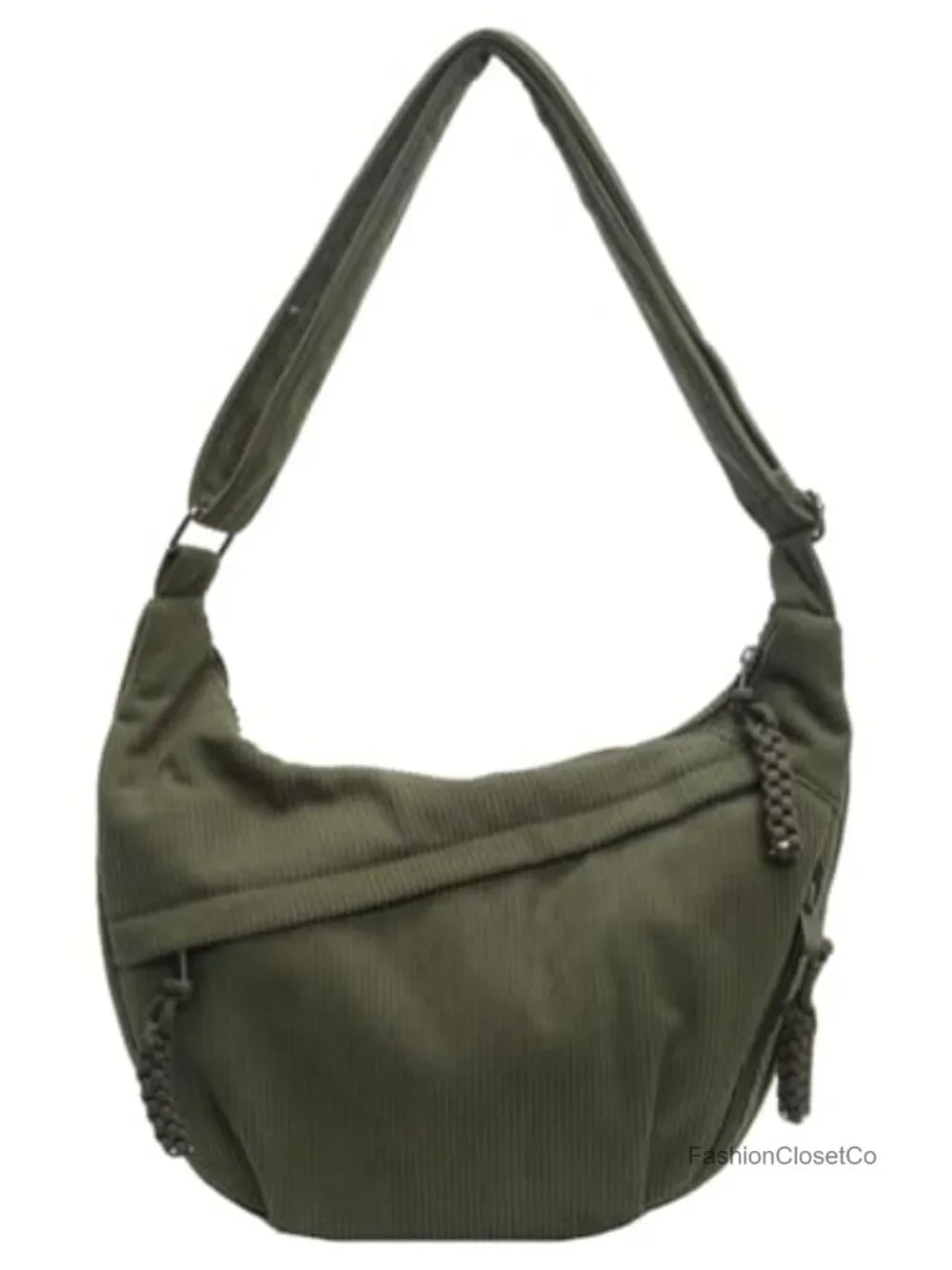 Retro Nylon Canvas Corduroy Hobo Crossbody Bag Crescent Shoulder Bag Slouchy